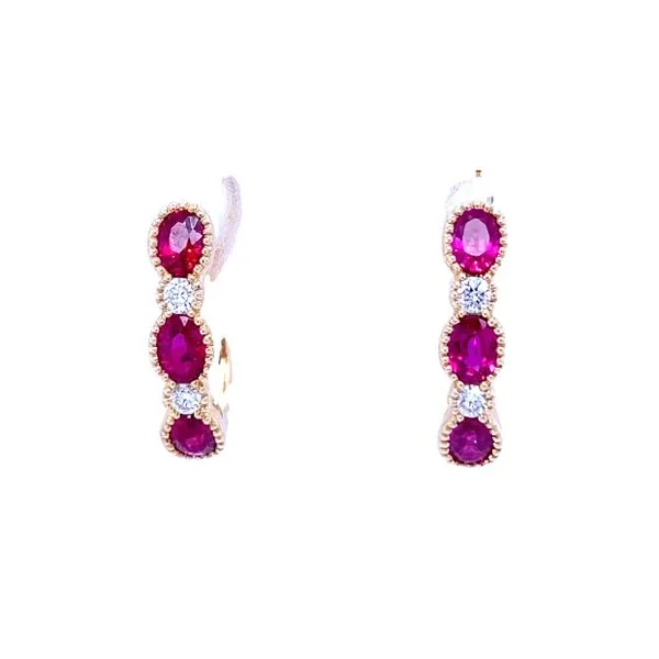 18K Yellow Gold Ruby and Diamond Earrings Biondi Diamond Jewelers Aurora, CO