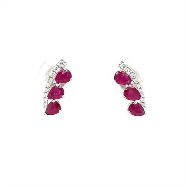 18K White Gold Ruby and Diamond Accent Earrings Biondi Diamond Jewelers Aurora, CO