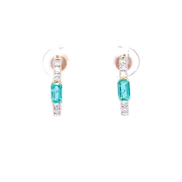 18K Yellow Gold Emerald and Diamond Earrings Biondi Diamond Jewelers Aurora, CO