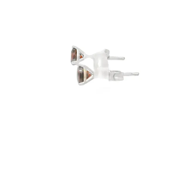 14K White Gold 4mm Round Garnet Stud Earrings Image 2 Biondi Diamond Jewelers Aurora, CO