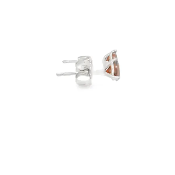 14K White Gold 4mm Round Garnet Stud Earrings Image 3 Biondi Diamond Jewelers Aurora, CO