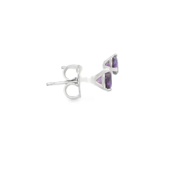 14K White Gold 4mm Round Amethyst Stud Earrings Image 3 Biondi Diamond Jewelers Aurora, CO