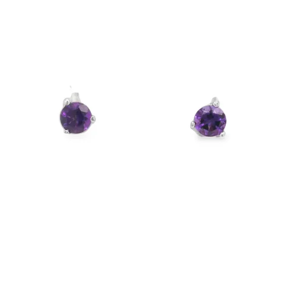 14K White Gold 4mm Round Amethyst Stud Earrings Biondi Diamond Jewelers Aurora, CO
