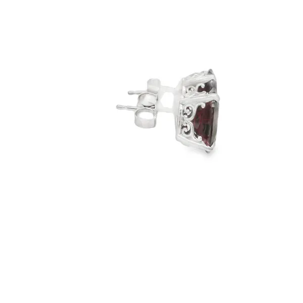 14K White Gold 10x8mm Oval Garnet Stud Earrings Image 3 Biondi Diamond Jewelers Aurora, CO