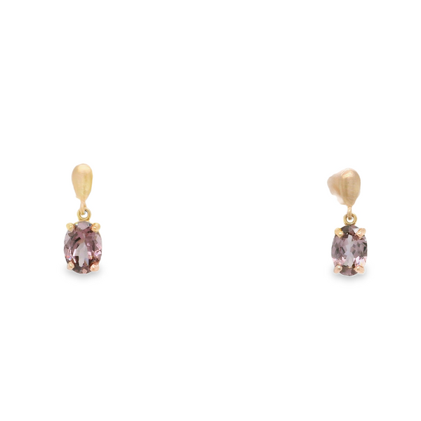 14K Rose Gold Color Change Garnet Oval Dangle Earrings Biondi Diamond Jewelers Aurora, CO
