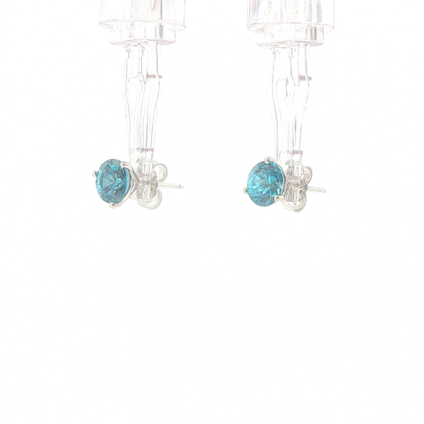14K White Gold 2.55ctw Blue Zircon 6mm Stud Earrings Image 3 Biondi Diamond Jewelers Aurora, CO