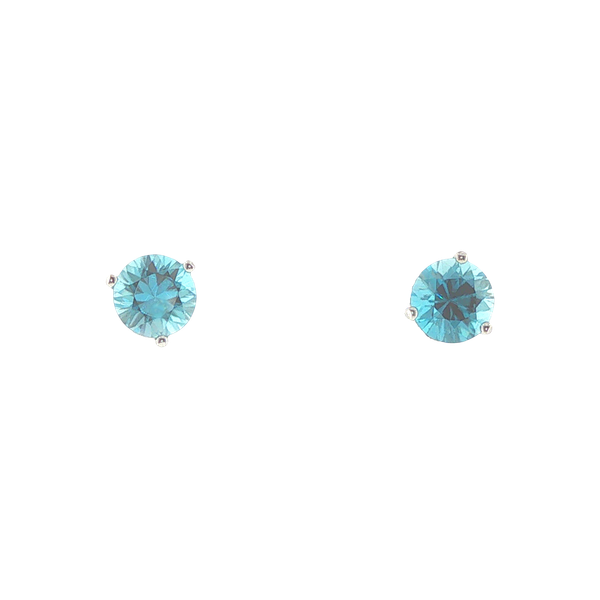 14K White Gold 2.55ctw Blue Zircon 6mm Stud Earrings Biondi Diamond Jewelers Aurora, CO