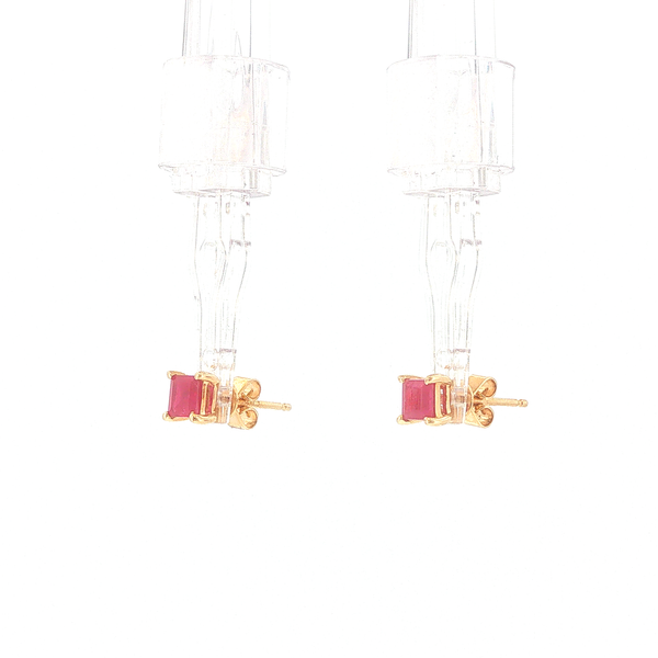 14K Yellow Gold 0.85ctw Square Ruby Solitaire Stud Earrings Image 4 Biondi Diamond Jewelers Aurora, CO