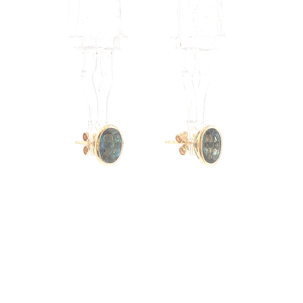 10K Yellow Gold 2.02ct London Blue Topaz Bezel Stud Earrings Image 3 Biondi Diamond Jewelers Aurora, CO