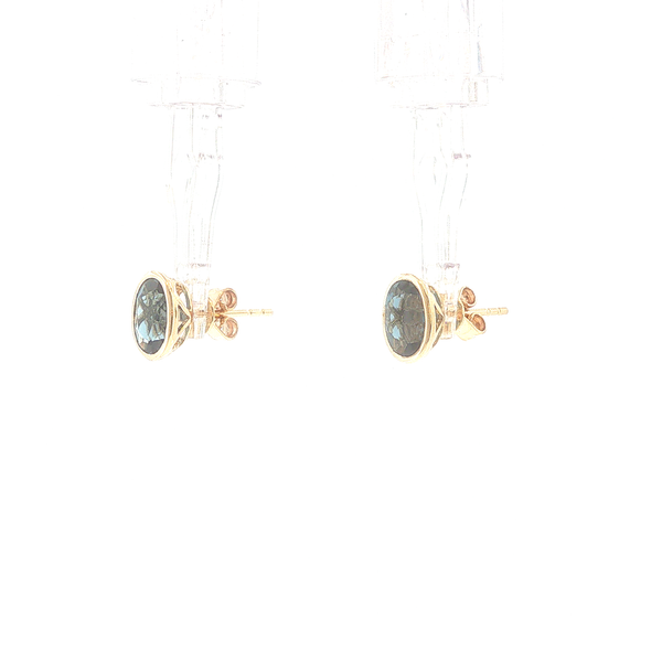 10K Yellow Gold 2.02ct London Blue Topaz Bezel Stud Earrings Image 4 Biondi Diamond Jewelers Aurora, CO