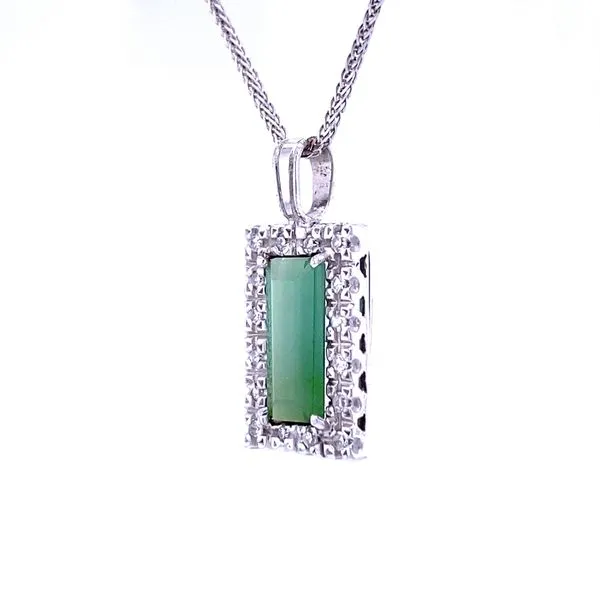 Tourmaline and Diamond Rectangular Pendant Image 3 Biondi Diamond Jewelers Aurora, CO