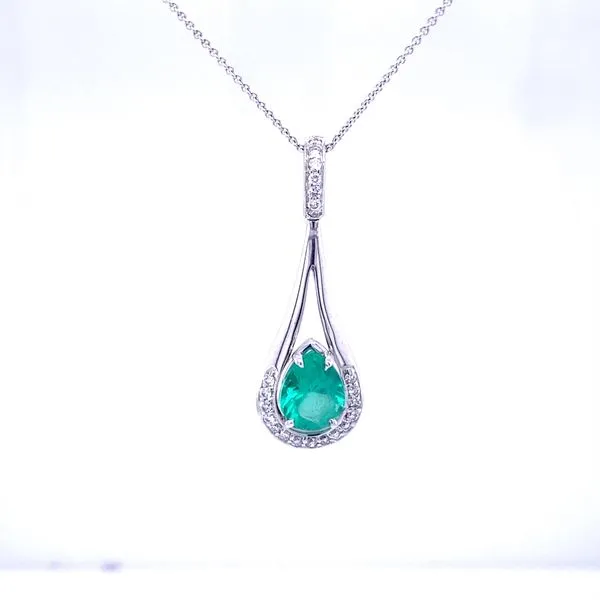 Pear-Shaped Emerald and Diamond Pendant Biondi Diamond Jewelers Aurora, CO