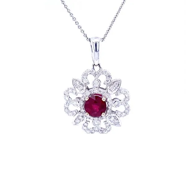 Ruby and Diamond Floral Pendant similar item image
