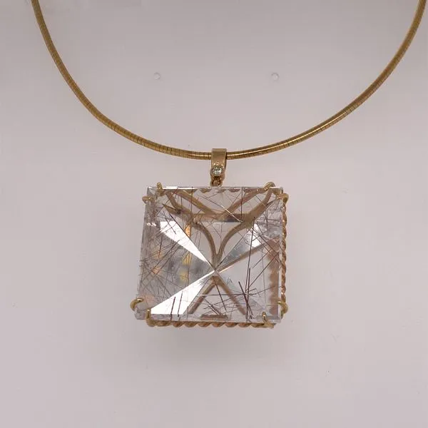 Rutilated Quartz Pendant in 14K Gold Setting Biondi Diamond Jewelers Aurora, CO