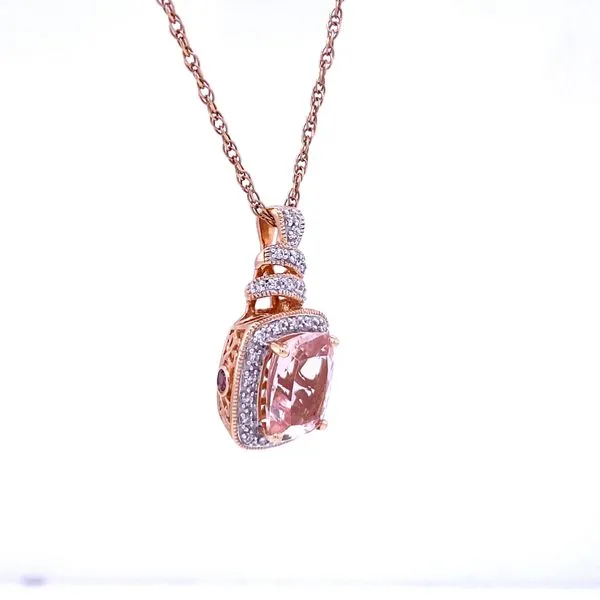 Morganite and Diamond Pendant Image 2 Biondi Diamond Jewelers Aurora, CO