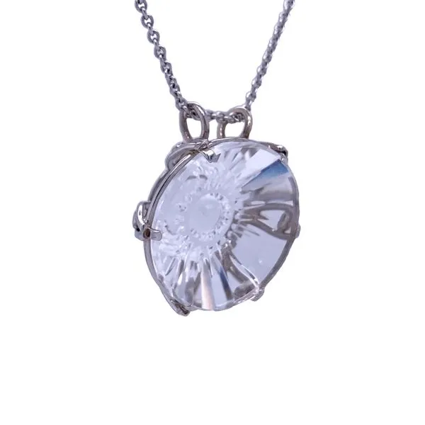 Luminous 14K White Gold Clear Quartz Pendant Image 2 Biondi Diamond Jewelers Aurora, CO