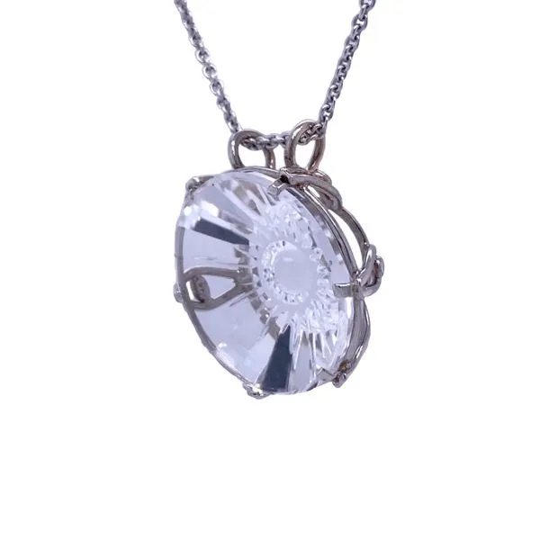 Luminous 14K White Gold Clear Quartz Pendant Image 3 Biondi Diamond Jewelers Aurora, CO