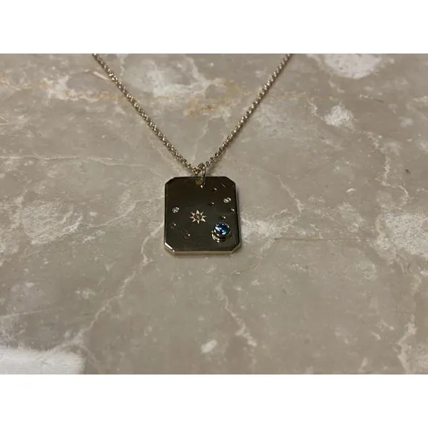 Celestial Blue Zircon and Diamond Pendant Biondi Diamond Jewelers Aurora, CO