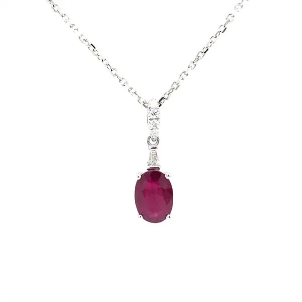 14K White Gold Ruby Pendant with Diamond Accents Biondi Diamond Jewelers Aurora, CO