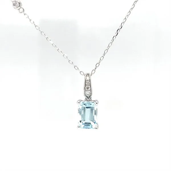 14K White Gold Aquamarine and Diamond Pendant Biondi Diamond Jewelers Aurora, CO