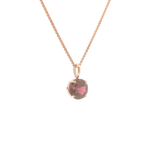 14K Rose Gold Rhodalite Garnet Solitaire Necklace Image 2 Biondi Diamond Jewelers Aurora, CO