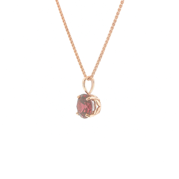 14K Rose Gold Rhodalite Garnet Solitaire Necklace Image 3 Biondi Diamond Jewelers Aurora, CO