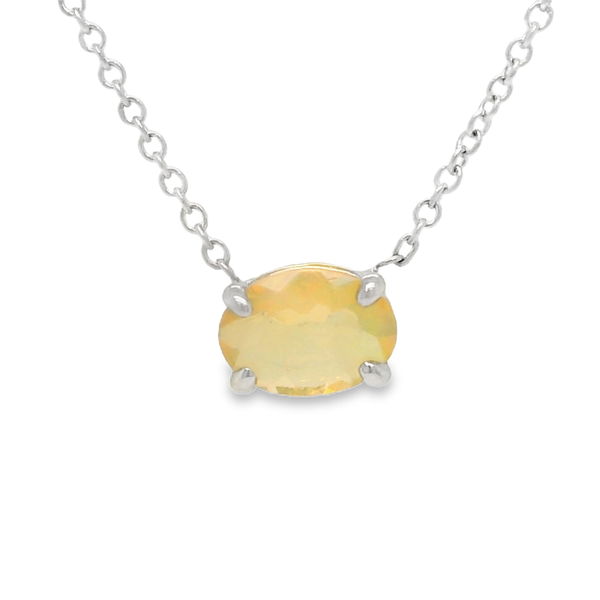 14K White Gold Opal East West Necklace Biondi Diamond Jewelers Aurora, CO