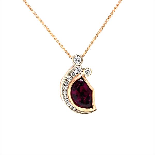 14K Yellow and Rose Gold Garnet Diamond Pendant Biondi Diamond Jewelers Aurora, CO