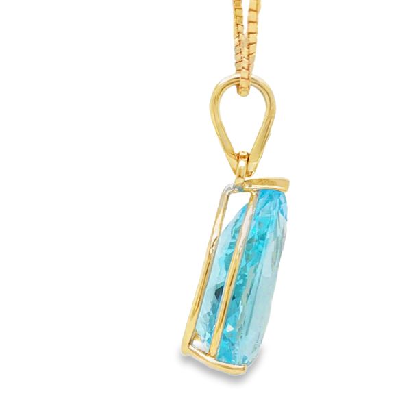 14K Yellow Gold Sky Blue Topaz Pendant Necklace Image 3 Biondi Diamond Jewelers Aurora, CO
