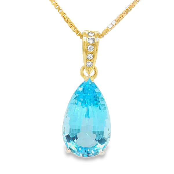14K Yellow Gold Sky Blue Topaz Pendant Necklace Biondi Diamond Jewelers Aurora, CO