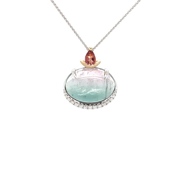 14K White and Yellow Gold Bicolor Tourmaline Pendant Biondi Diamond Jewelers Aurora, CO