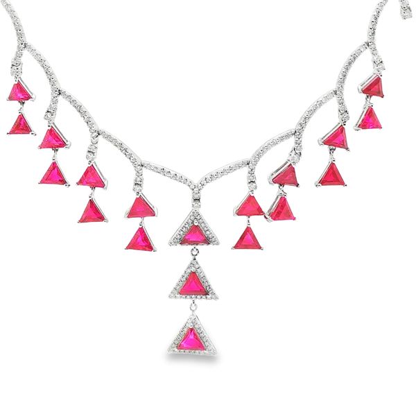 18K Burmese Ruby and Diamond Statement Necklace Biondi Diamond Jewelers Aurora, CO