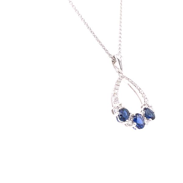 18K White Gold Sapphire and Diamond Arch Necklace Image 3 Biondi Diamond Jewelers Aurora, CO