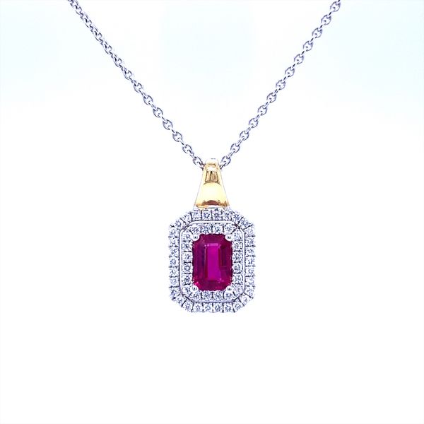 18K White and Yellow Gold Ruby and Diamond Pendant Biondi Diamond Jewelers Aurora, CO