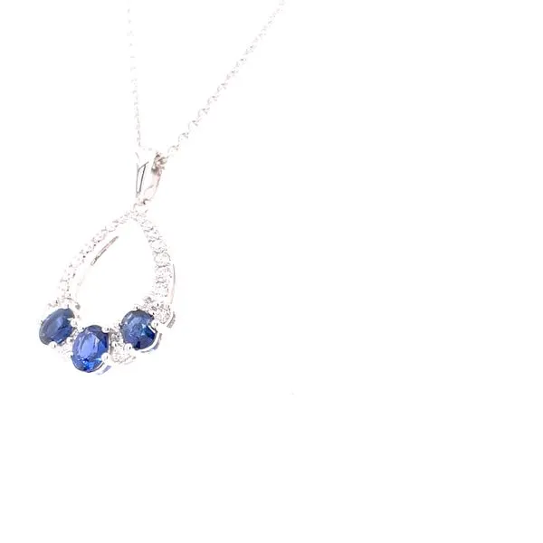18K White Gold Sapphire and Diamond Arch Necklace Image 2 Biondi Diamond Jewelers Aurora, CO
