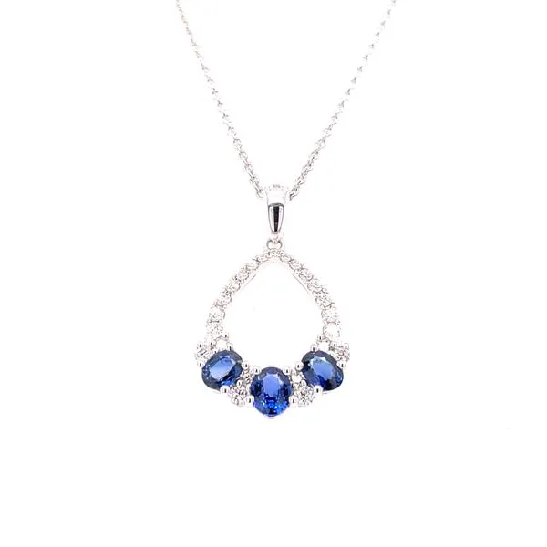 18K White Gold Sapphire and Diamond Arch Necklace Biondi Diamond Jewelers Aurora, CO