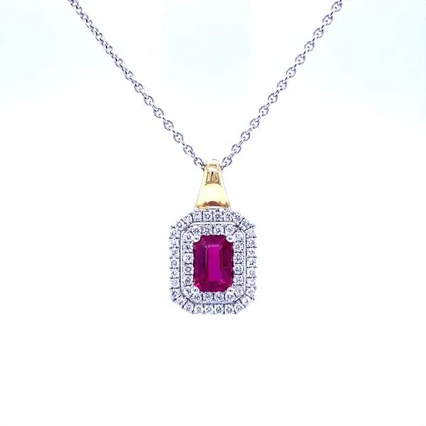 18K White and Yellow Gold Ruby and Diamond Pendant Biondi Diamond Jewelers Aurora, CO