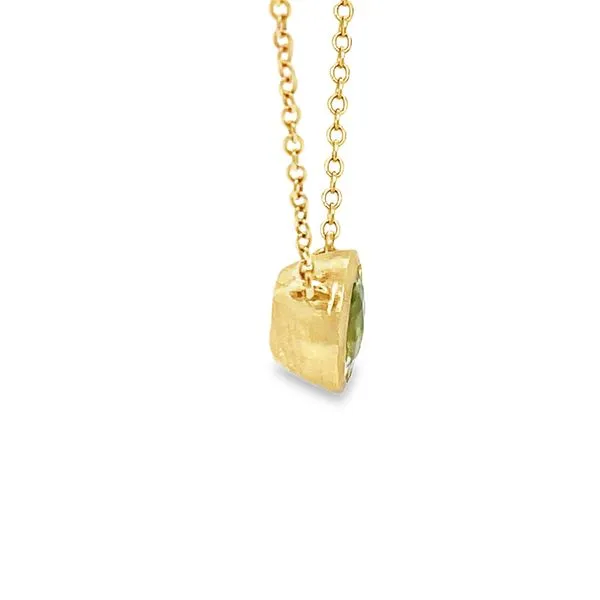 14K Yellow Gold Bezel Set Peridot Necklace – 0.74 CT | Adjustable 16–18
