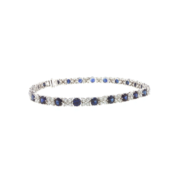 18K White Gold Sapphire and Diamond Eternity Bracelet Image 2 Biondi Diamond Jewelers Aurora, CO