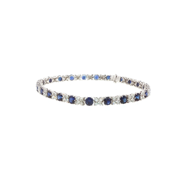 18K White Gold Sapphire and Diamond Eternity Bracelet Image 3 Biondi Diamond Jewelers Aurora, CO