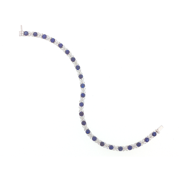 18K White Gold Sapphire and Diamond Eternity Bracelet Image 4 Biondi Diamond Jewelers Aurora, CO