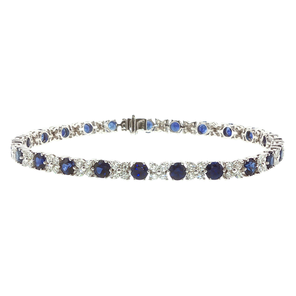 18K White Gold Sapphire and Diamond Eternity Bracelet Biondi Diamond Jewelers Aurora, CO