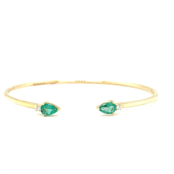 14K Yellow Gold Bangle with Emeralds and Diamonds Biondi Diamond Jewelers Aurora, CO