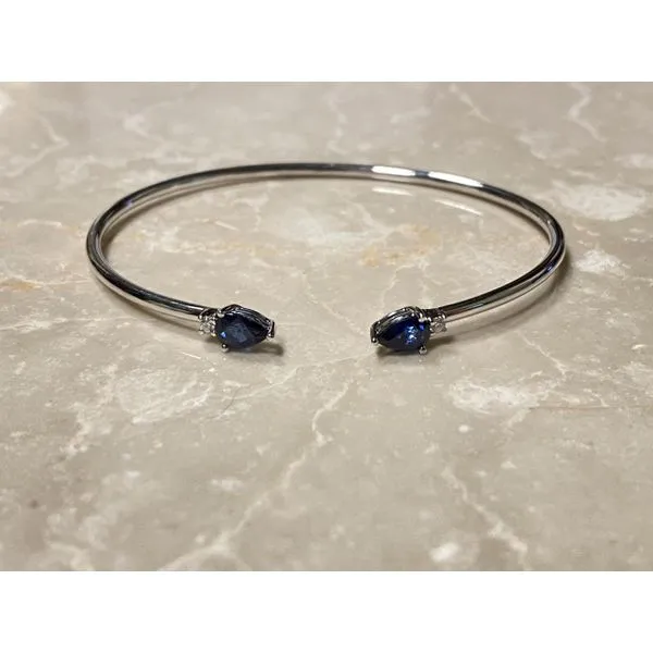 14K White Gold Bangle with Sapphires and Diamonds Biondi Diamond Jewelers Aurora, CO