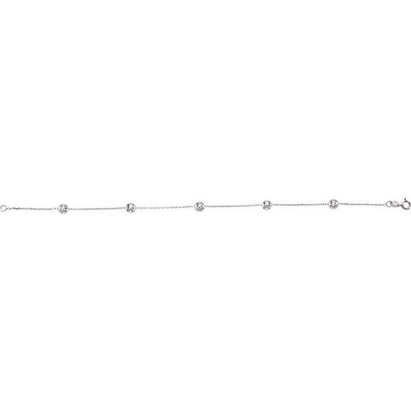 4K White Gold Cubic Zirconia 5 Station Bracelet 7 Inch Image 2 Biondi Diamond Jewelers Aurora, CO