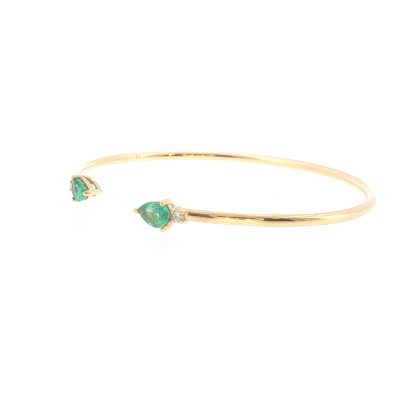 14K Yellow Gold 0.69ctw Emerald & 0.06ctw Diamond Bangle Bracelet Image 4 Biondi Diamond Jewelers Aurora, CO