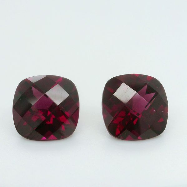 16.20 CTW Cushion Checkerboard Garnet Pair 12 mm Loose Gemstones Biondi Diamond Jewelers Aurora, CO