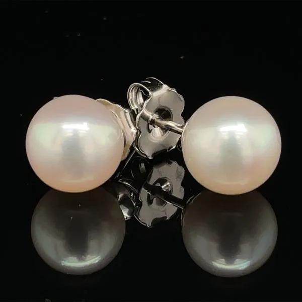 14K White Gold 7–7.5mm Chinese Freshwater Pearl Stud Earrings Biondi Diamond Jewelers Aurora, CO
