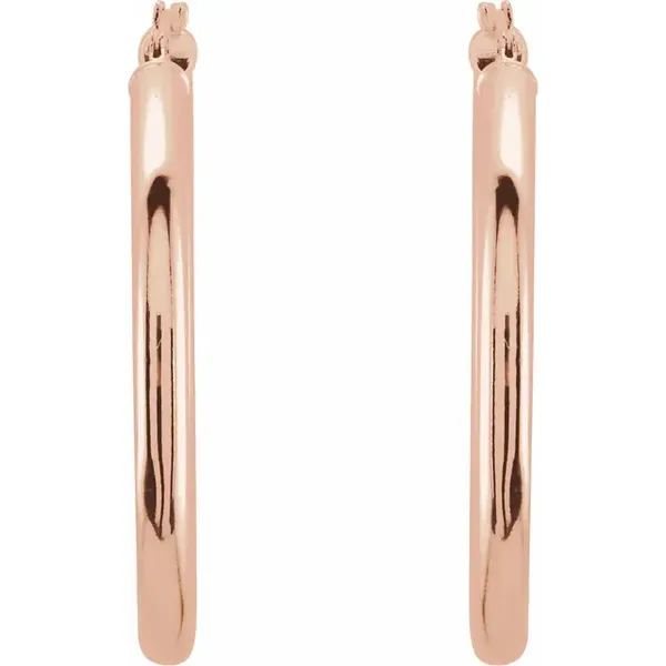 14K Rose Gold 35MM Tube Hoop Earrings Image 2 Biondi Diamond Jewelers Aurora, CO