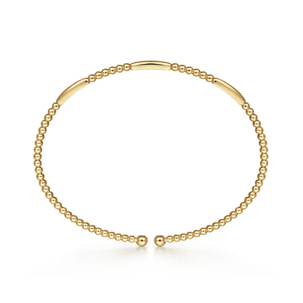 14K Yellow Gold Bujukan Bead Open Bangle Image 3 Biondi Diamond Jewelers Aurora, CO